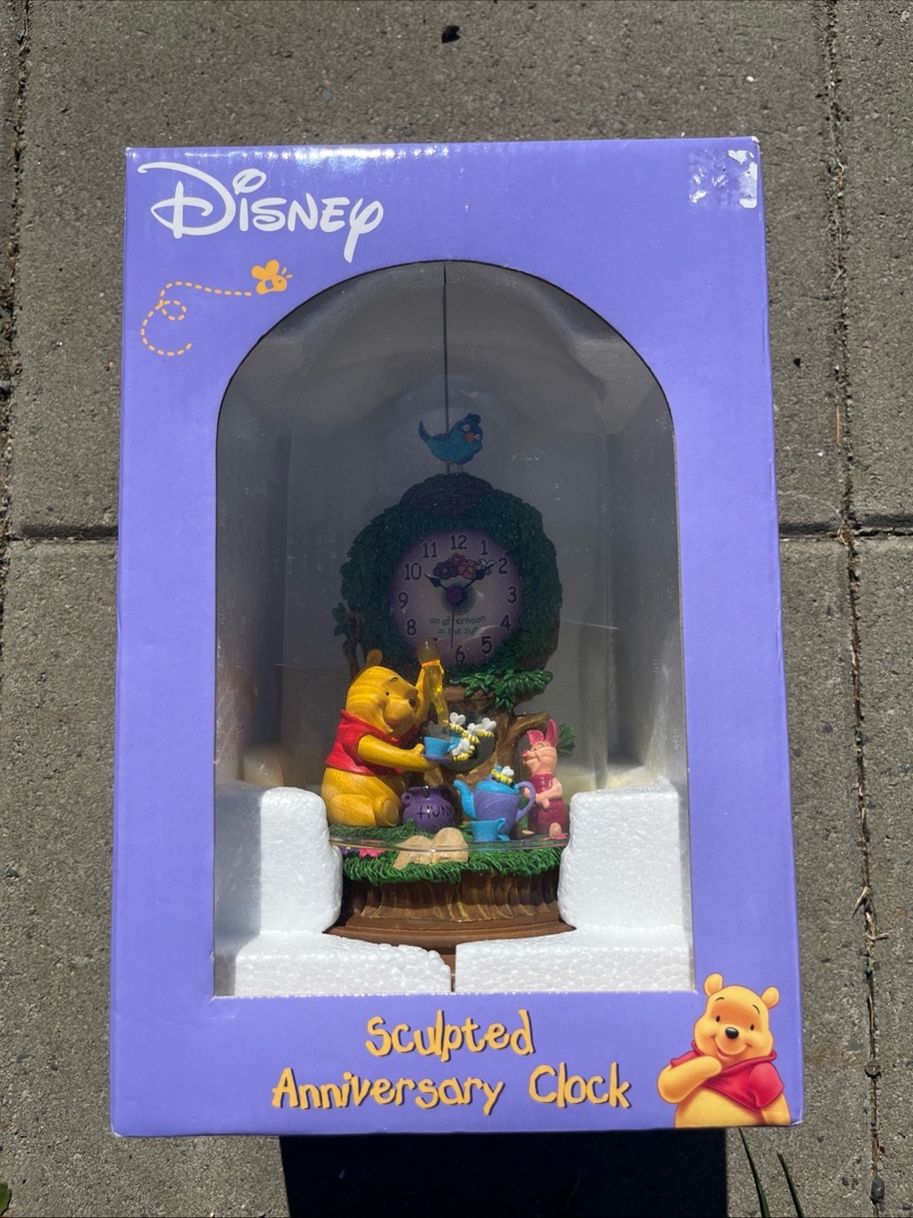 Disney Winnie the Pooh and Piglet Celebratory Sculpted Clock - Purple/Yellow/Red